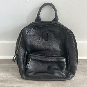 Black Leather Tory Burch Backpack
